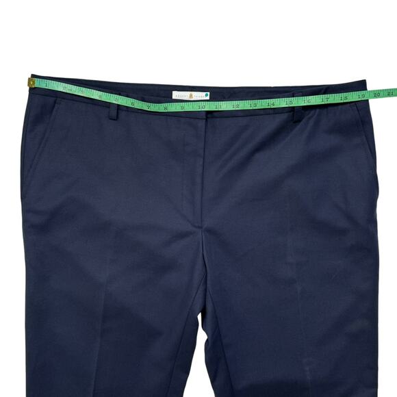 ROBERT TALBOTT *NEW* Navy Blue Cady Straight Leg Crop Trousers Slacks 14 Womens - Picture 6 of 8